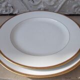 2 round dishes Limoges porcelain golden border