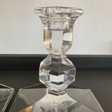 Pair of Val Saint Lambert crystal candle holders