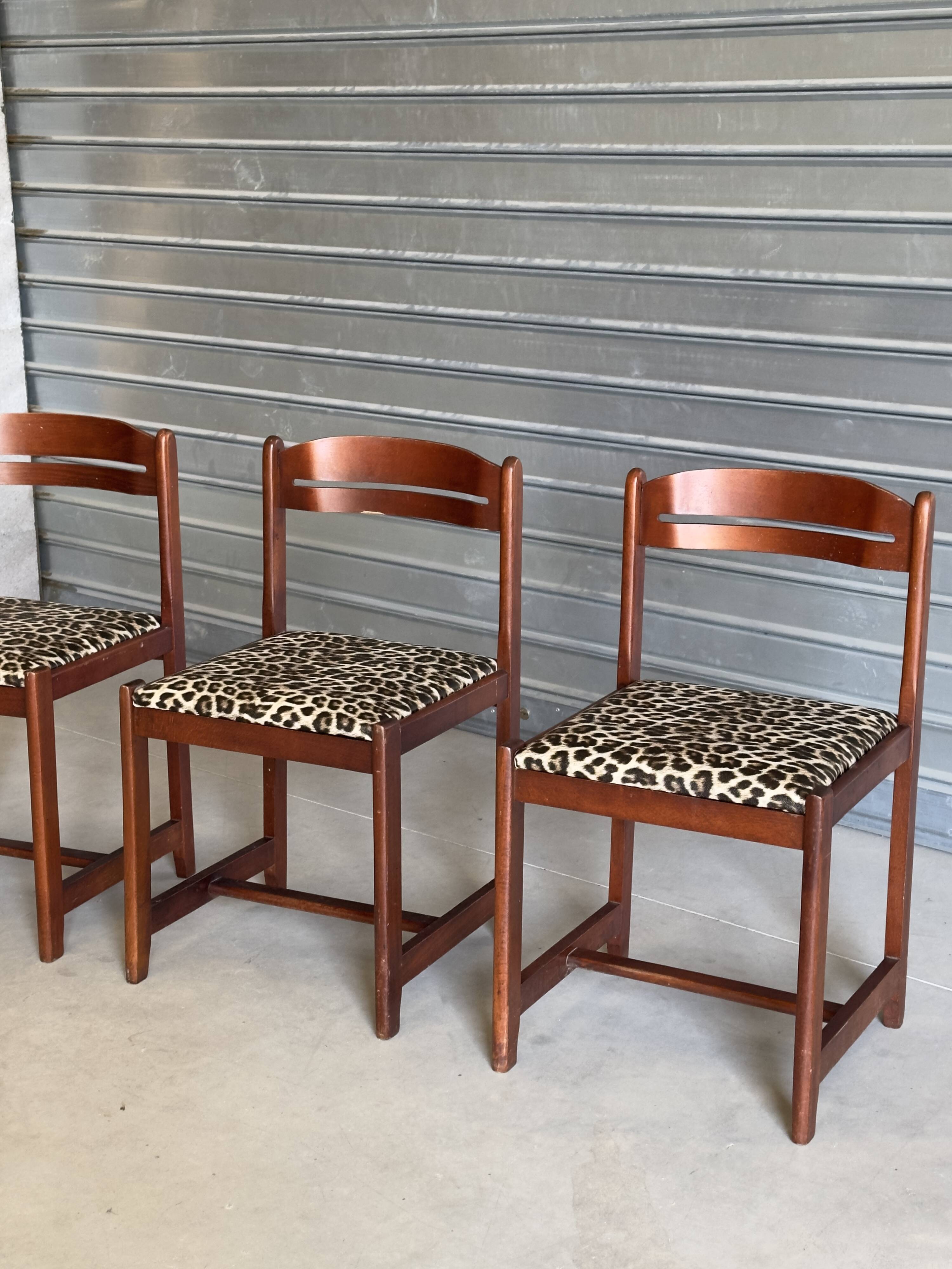 Set of 4 vintage hand-woven chairs