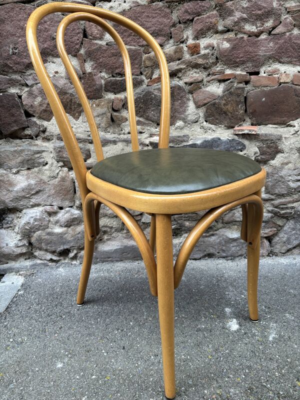 6 Chaises bistrot style Baumann cuir vintage 80s