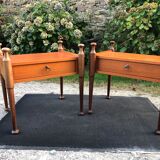 Duo of vintage Scandinavian teak bedside tables with 1 drawer.