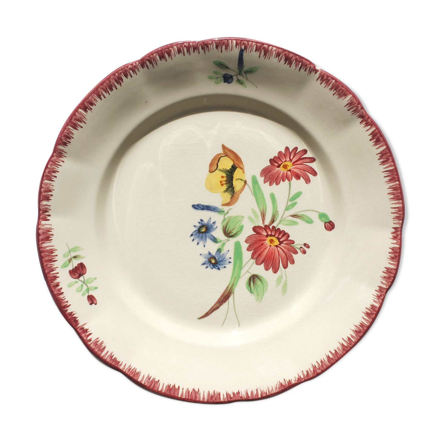 Hand-painted Pexonne footed plate or serving dish