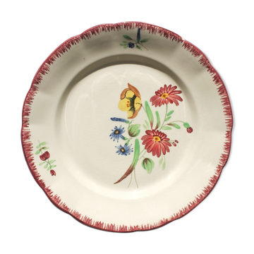 Assiette ou plat de service sur pied Pexonne peint à la main