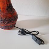 Vintage coral stoneware lamp west germany