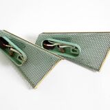 Pair of beautiful mint green Mid Century Modern perforated sheet metal wall