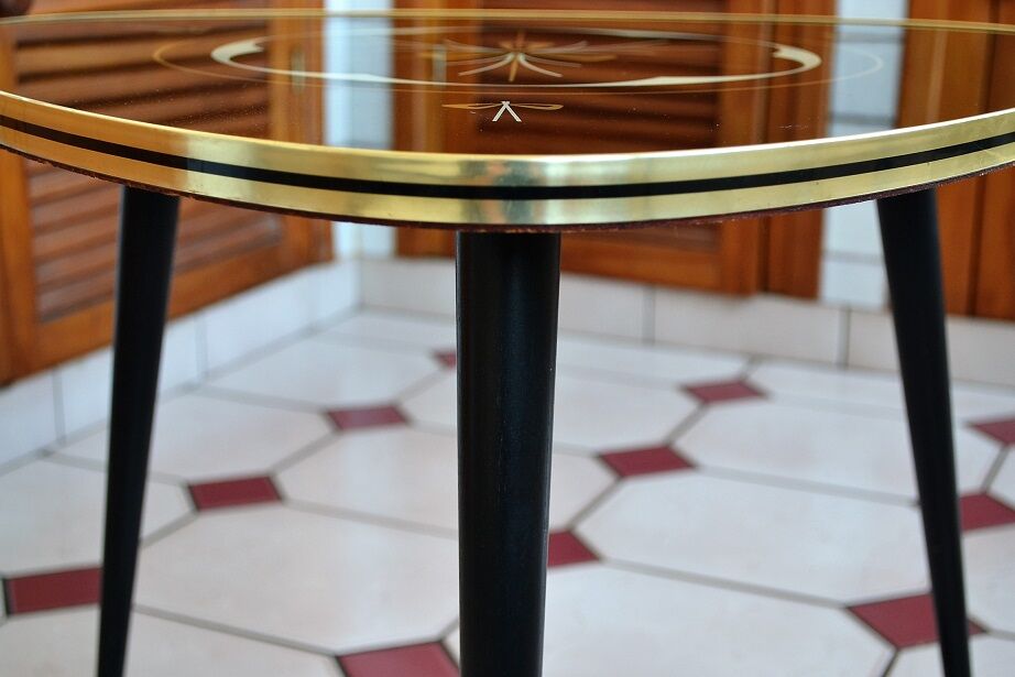 Table basse tripode compas design graphique des années 60