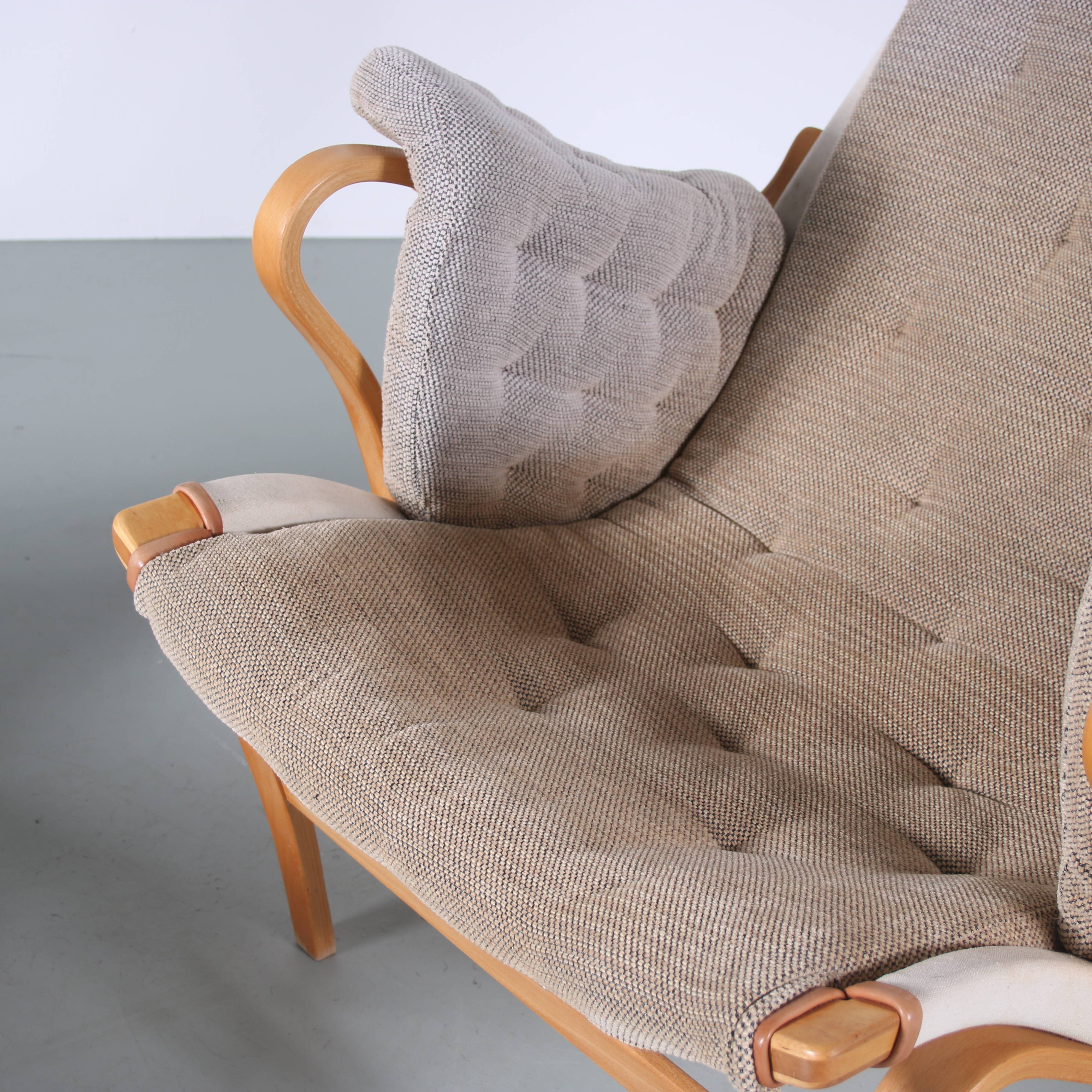 1960s “Pernilla” Chair + ottoman by Bruno Mathsson for DUX, Sweden
