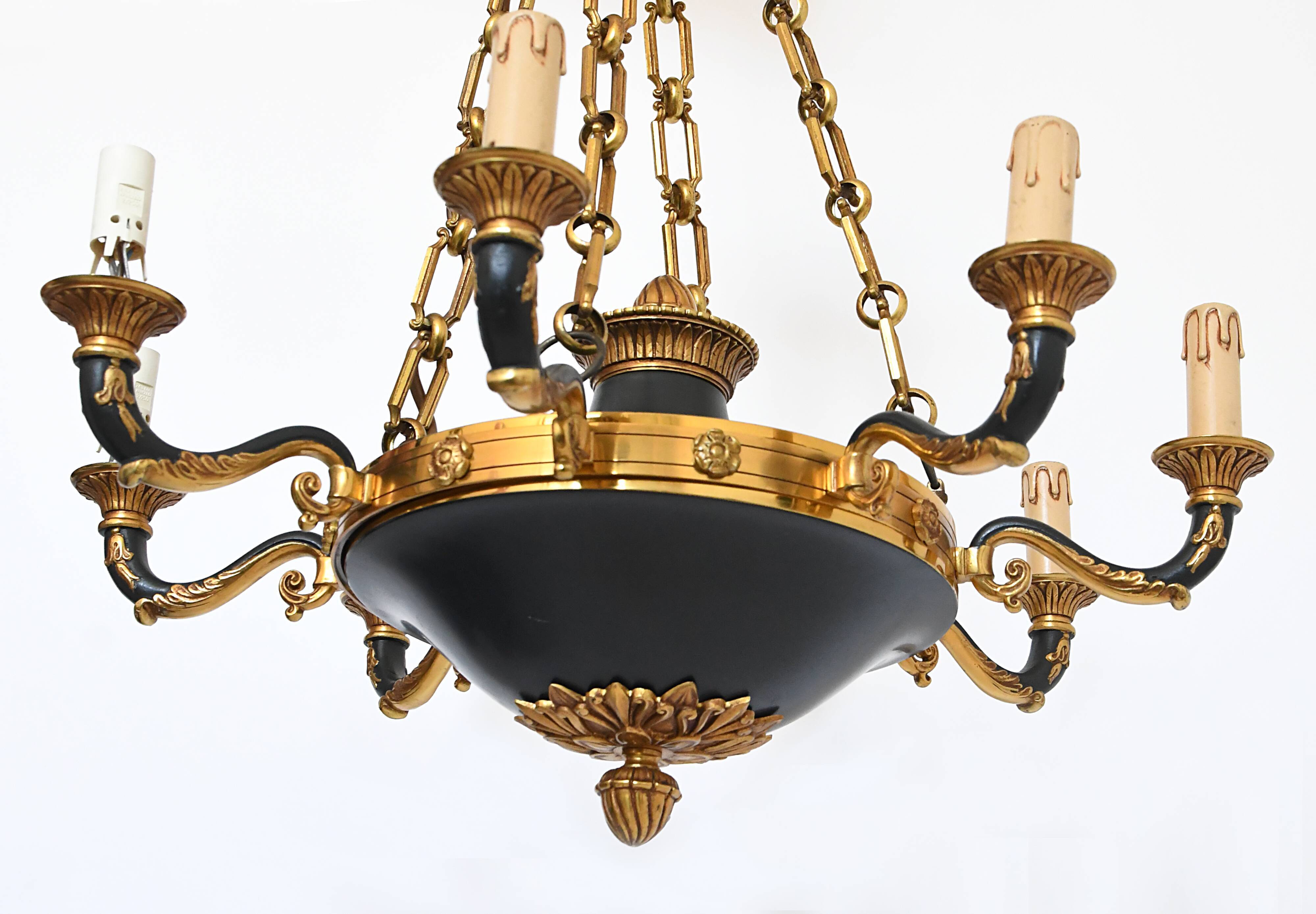 Empire style chandelier in bronze