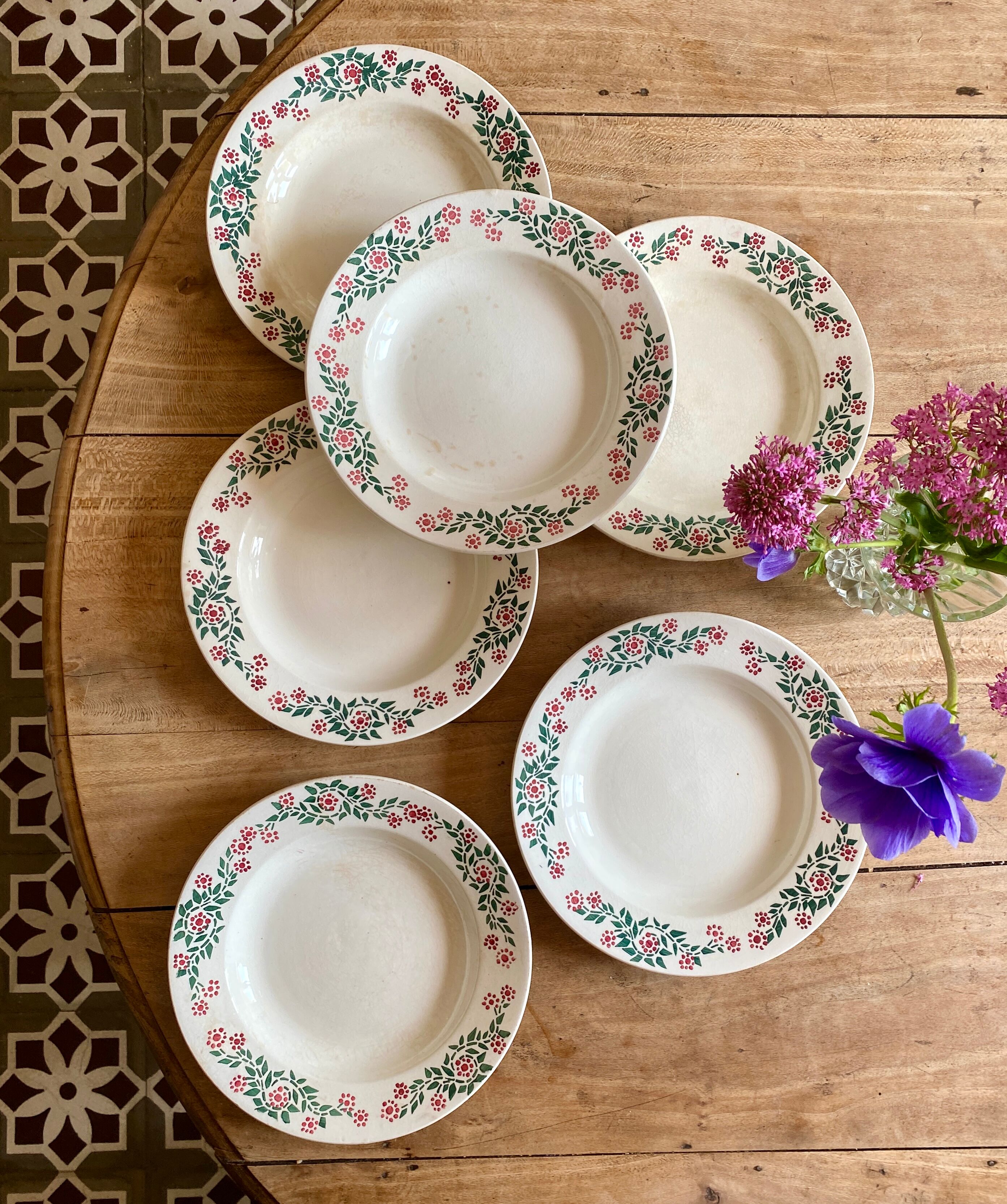 Set of 6 vintage hollow plates model Cécile de HBCM (LOT 2)