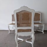 4 cannate chairs in patinated wood