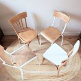 Set of 4 reimagined and mismatched vintage chairs
