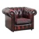 Cowhide leather English chesterfield armchair on wheels