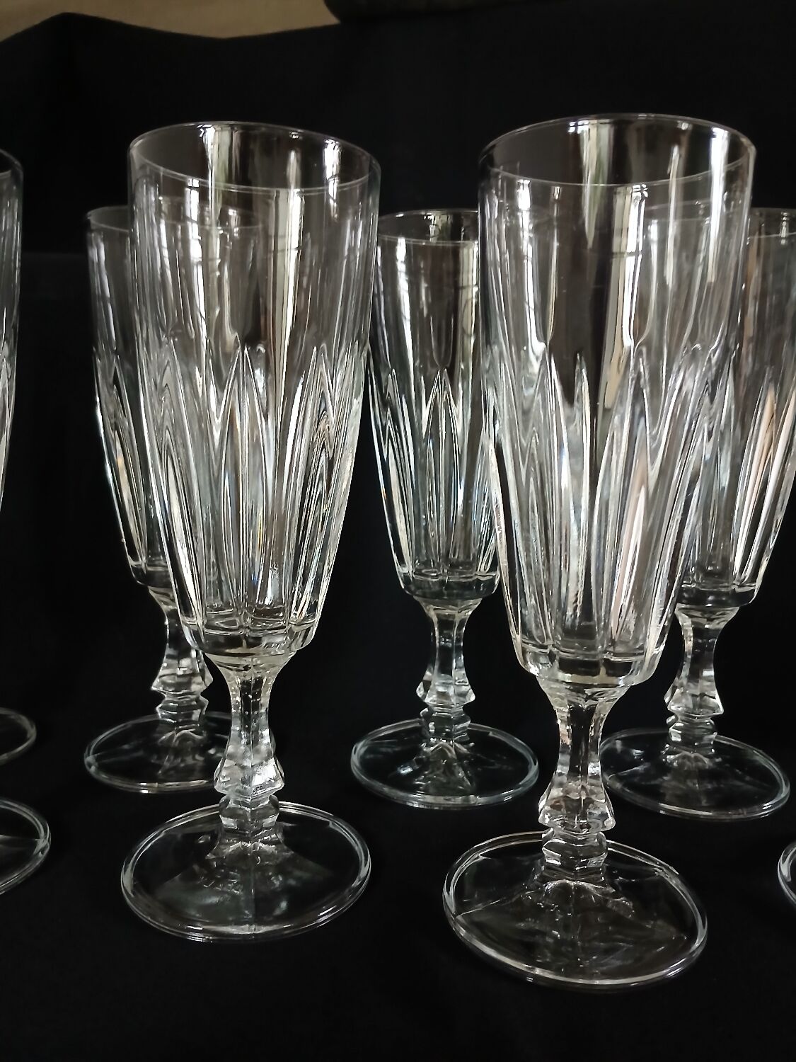 8 antique champagne flutes