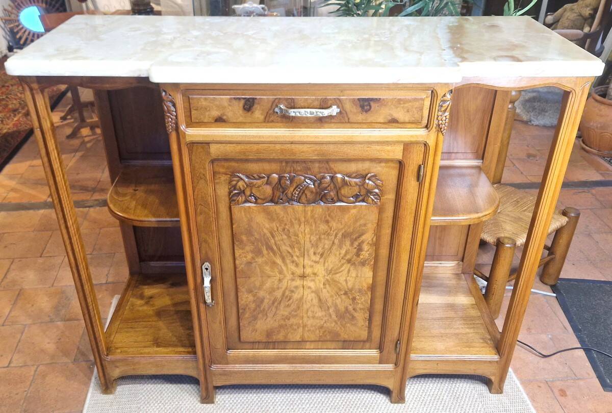 Buffet period end Art Nouveau École de Nancy in walnut by Gauthier Poinsignon (unsigned)