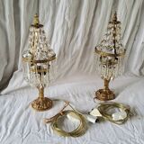 Pair of crystal lamps