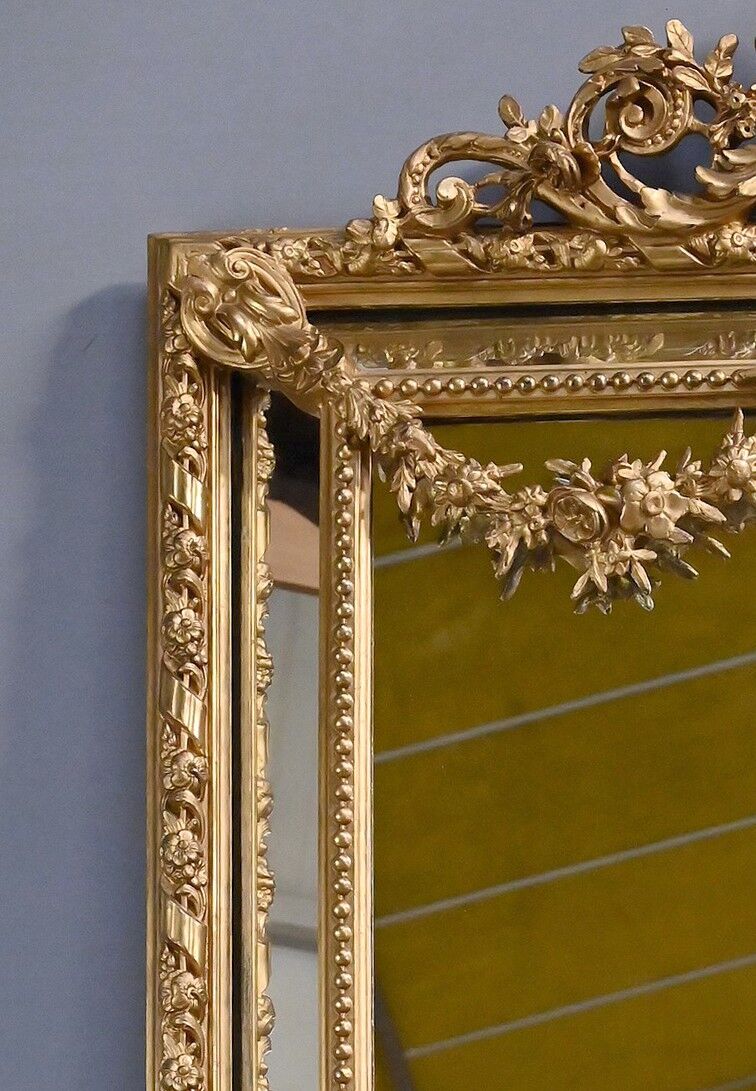 Important mirror with parcloses, Louis XVI style – late 19th century