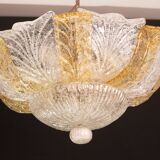 Italian Orange and Trasparent and Murano Glass Ceiling Light