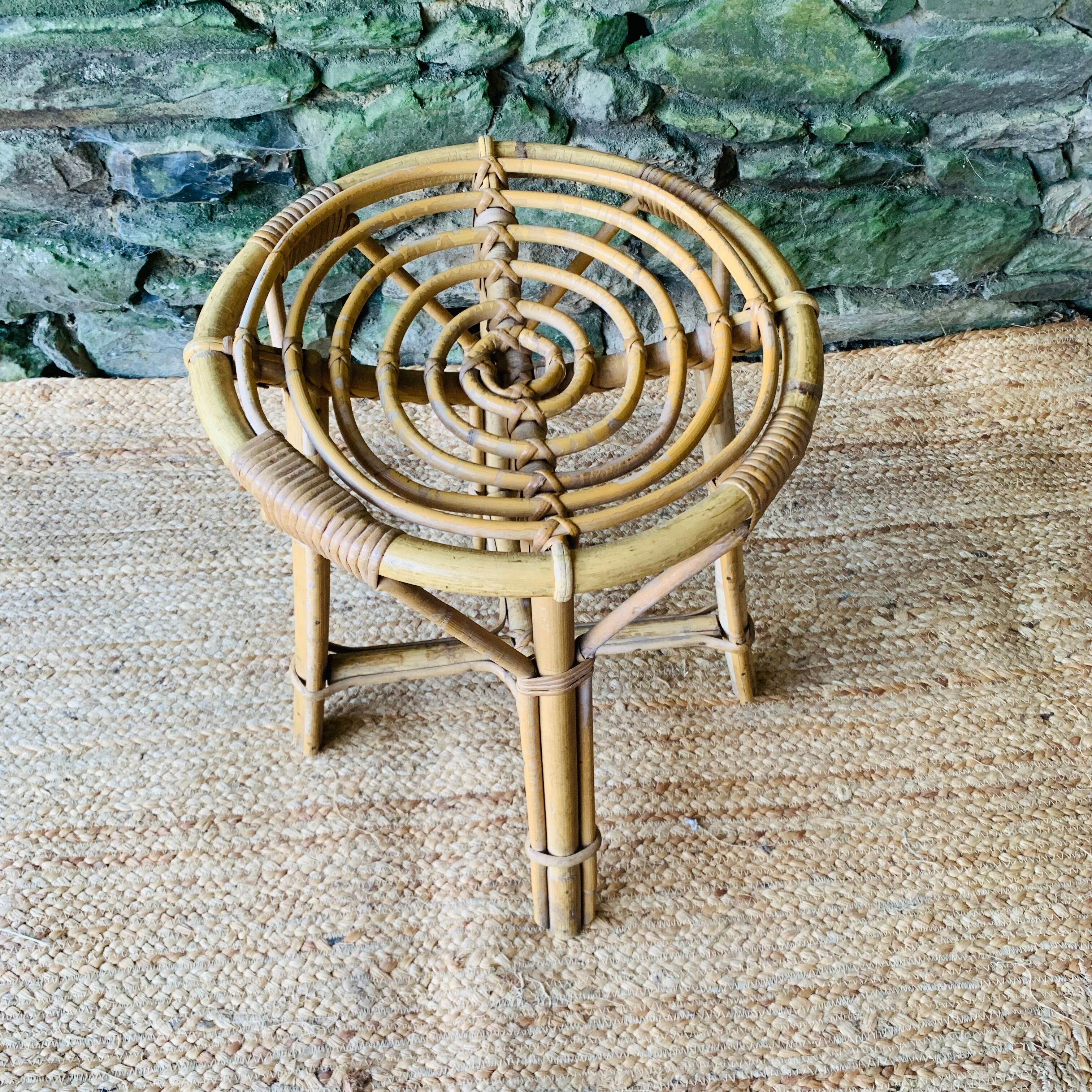 Vintage 1960s rattan stool