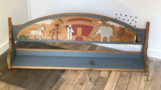 Vintage solid wood noah's ark shelf