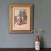 Mid-Century Modern Swedish "Seated Figures" Vintage Figurative Painting, Framed