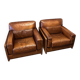 Ensemble de deux fauteuils en cuir de buffle.