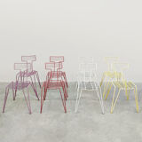 Vintage multicolor stackable wire chairs