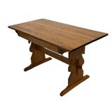 Vintage Pinewood Dining Table Desk with Drawer 60s Design