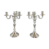 Pair of silver-plated candelabra, Louis XV style, 20th century