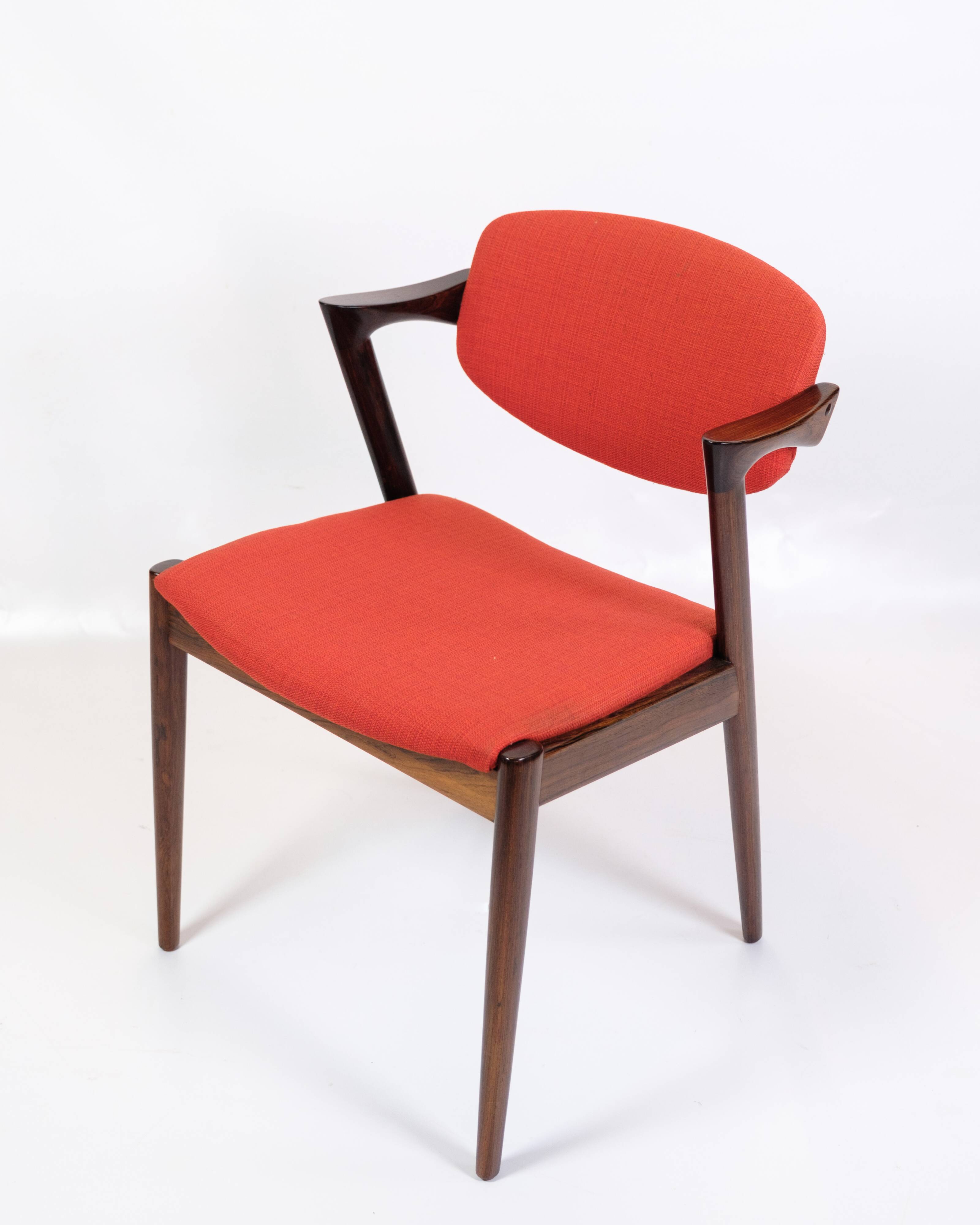 Set Of 6 Dining Chairs Model 42 Made In Rosewood By Kai Kristiansen From 1960s