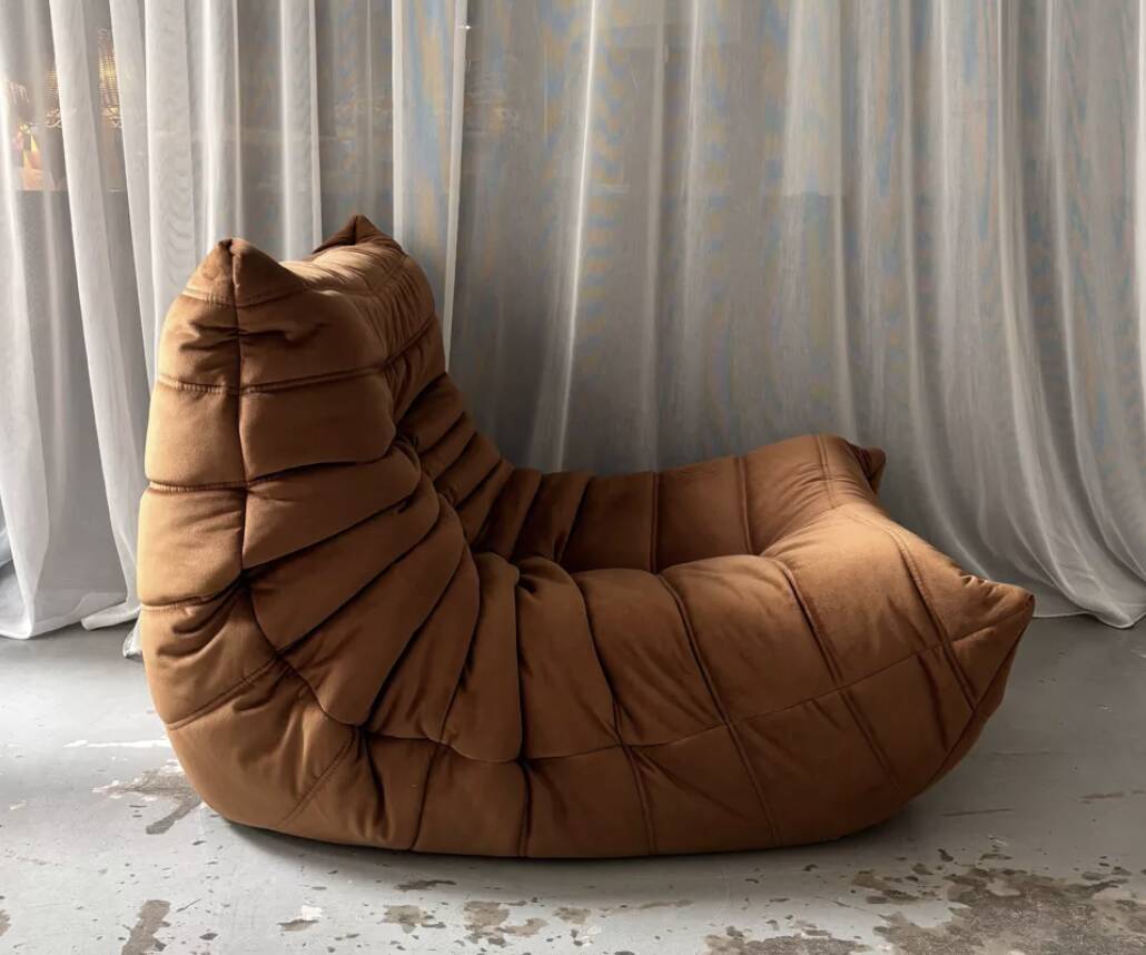 Brown Togo armchair by Michel Ducaroy