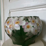Cache pot en barbotine fleurie