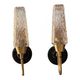Pair of wall sconces in brass with square tulip glass shades.