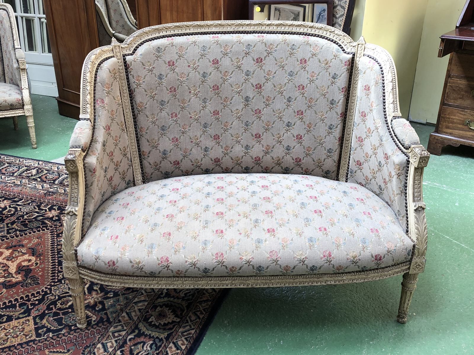 Salon Louis XVI style end XIX wooden painted