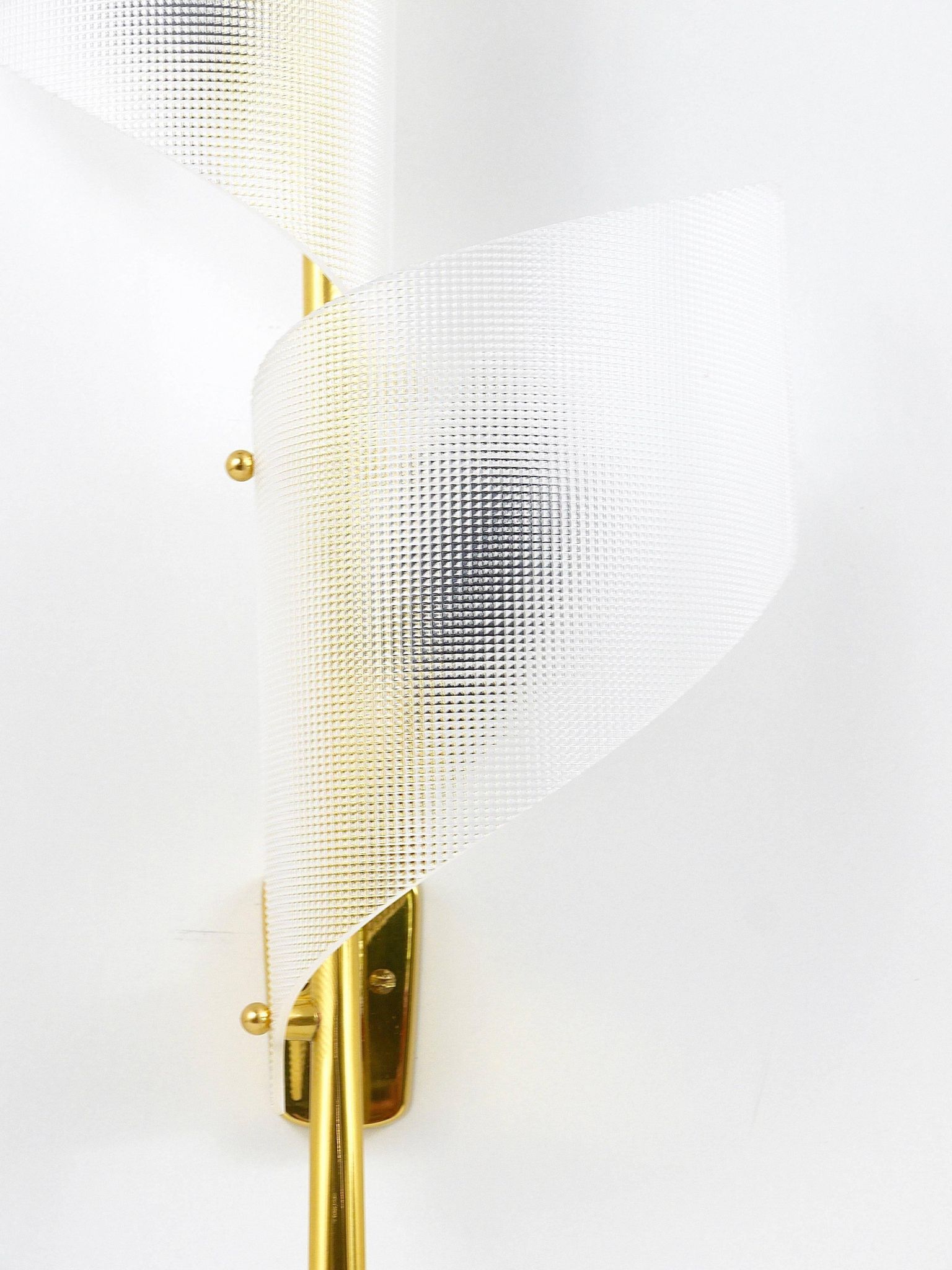 J.T. Kalmar Two Pairs of Large Floral Wall Sconces Auguri in Brass, Austria, 1950s