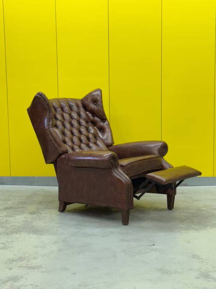 Brown leather Handmade Chesterfield Recliner Armchair