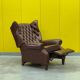 Brown leather Handmade Chesterfield Recliner Armchair
