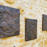 Set of three brutalist wall sculptures, by Irv Bramberg, vintage