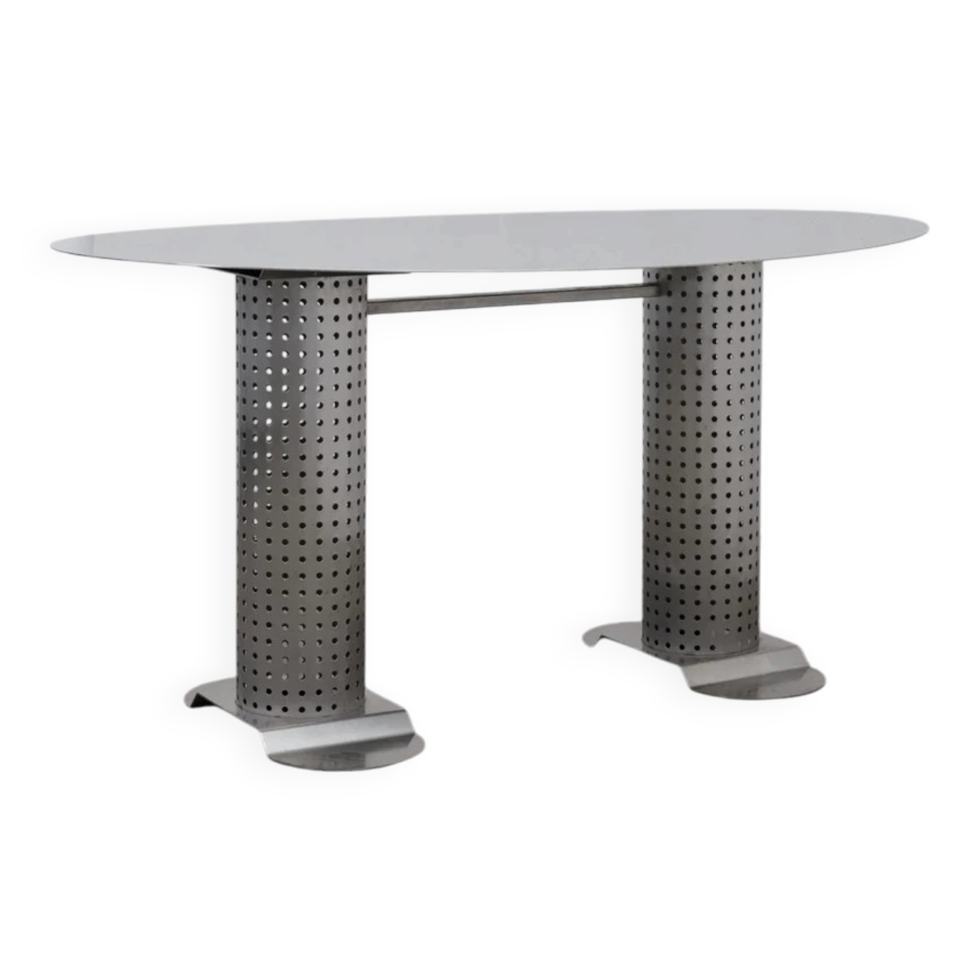Postmodern stainless steel dining table, c.1980