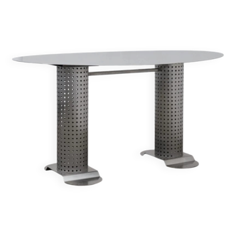 Postmodern stainless steel dining table, c.1980