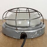 Industrial Grey Wall Light with Milk Glass from Elektrosvit, 1970s