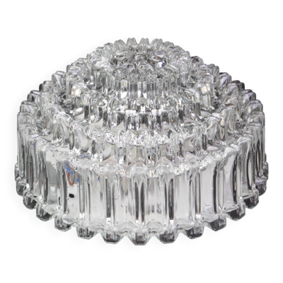 Plafonnier en verre texturé rond par Limburg, Allemagne, années 1970