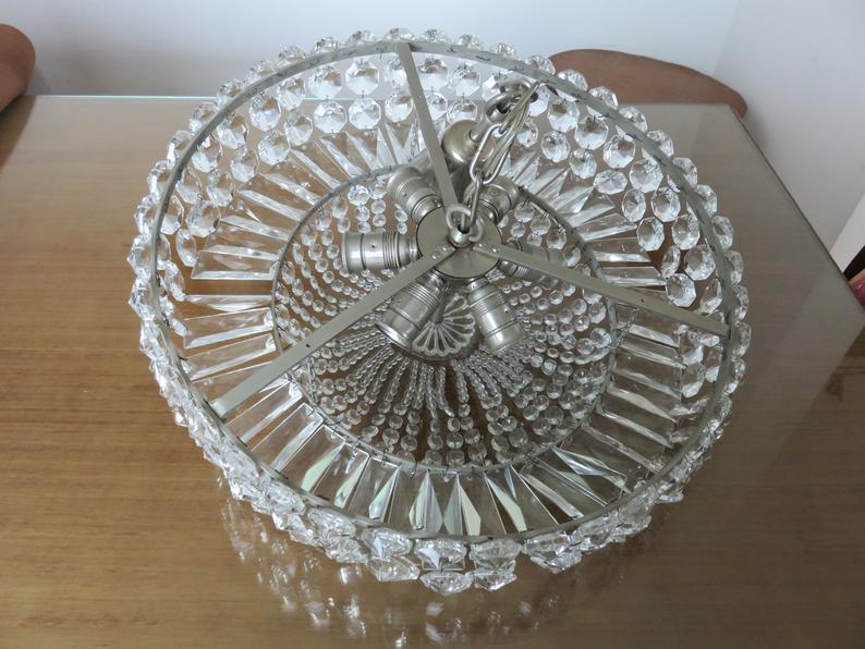 Lustre "Palwa" 6 fires in nickel brass and 60s crystal