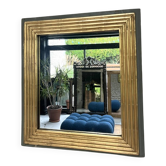 Miroir ancien époque directoire doré à la feuille d’or, 62cm/56,5cm glace au mercure et piquée.