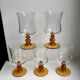 Set of 5 glasses with amber feet 70s