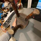 Small Vintage Tripod Plant Stool Brutalist Modernist Design Oak?