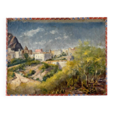Peinture à l'huile sur toile "Village et forêt" n°9