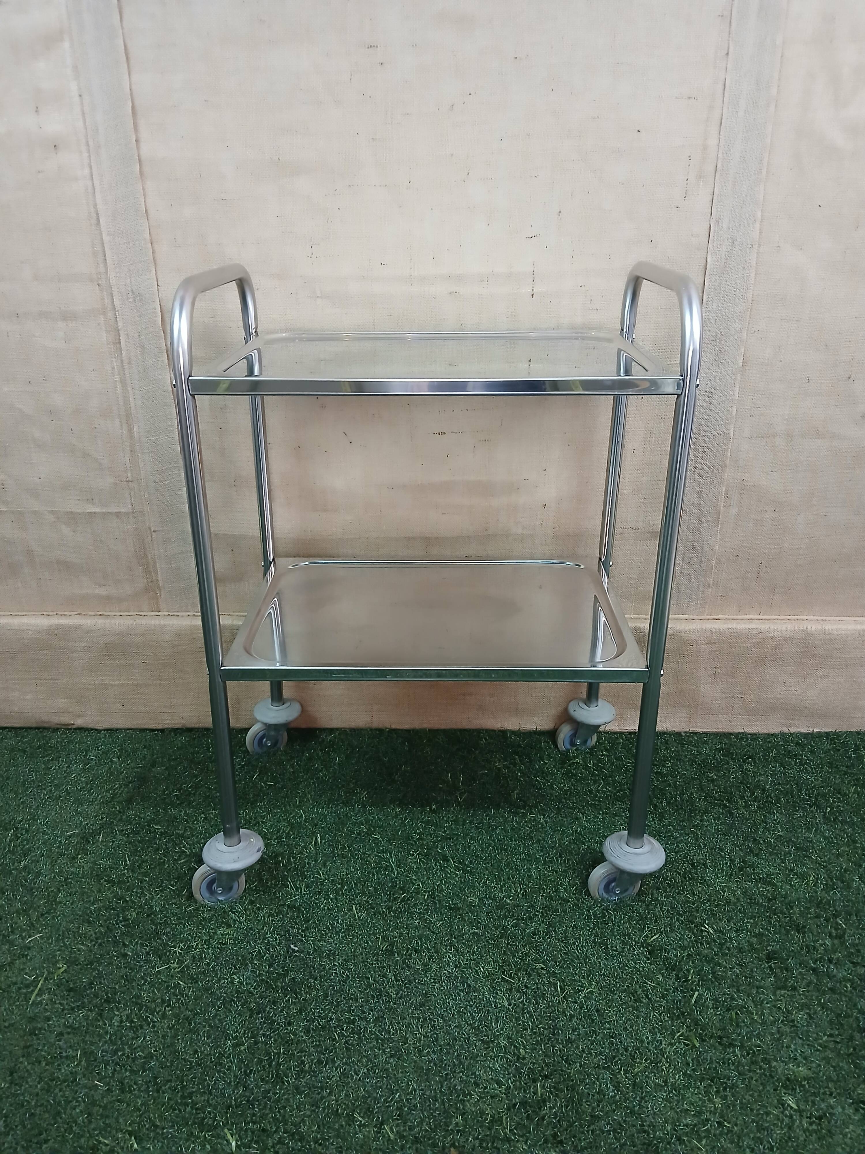 vintage surgical steel serving trolley