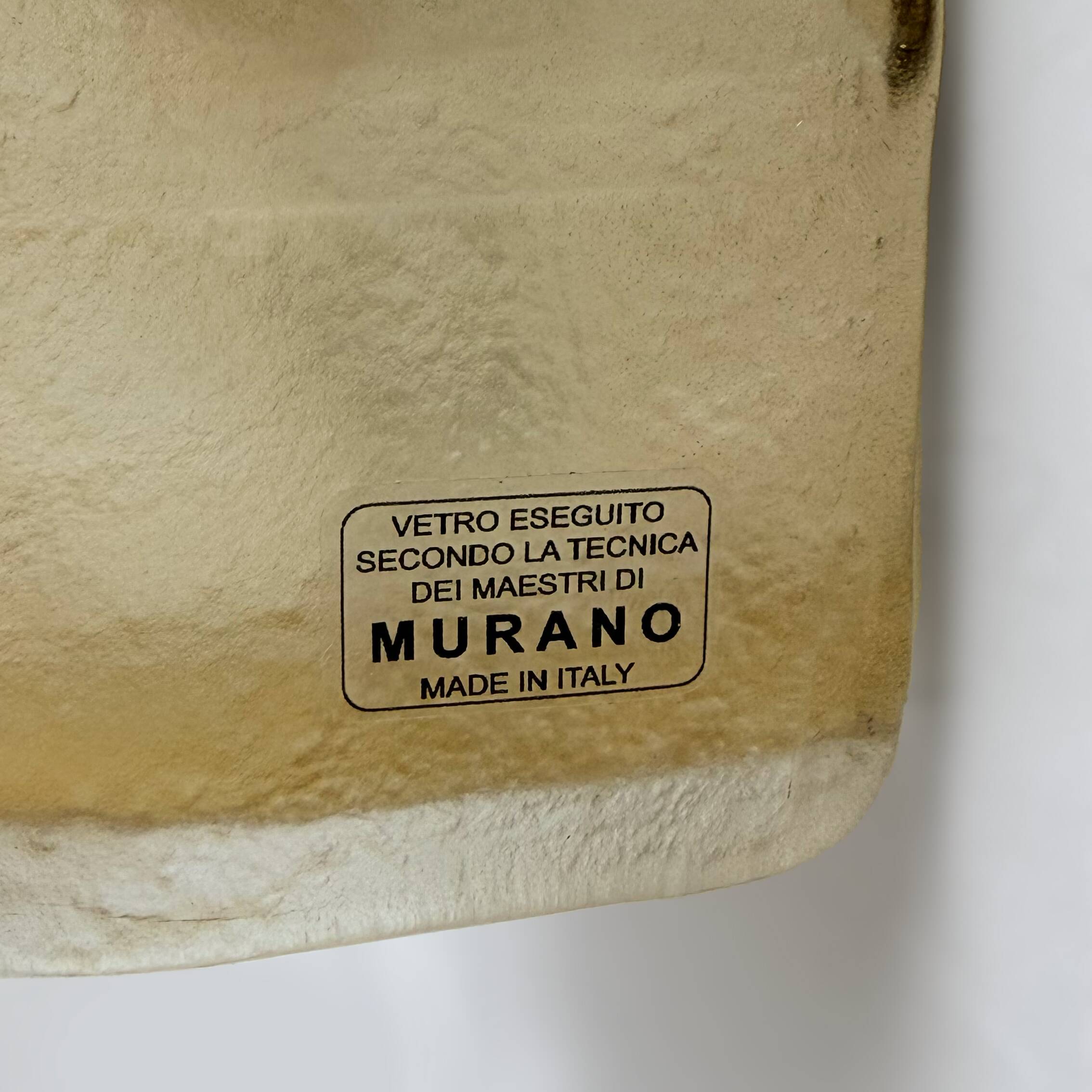 Pair of Murano Gold-Toned Frosted Glass and Brass Wall Sconces, Italy