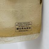 Pair of Murano Gold-Toned Frosted Glass and Brass Wall Sconces, Italy