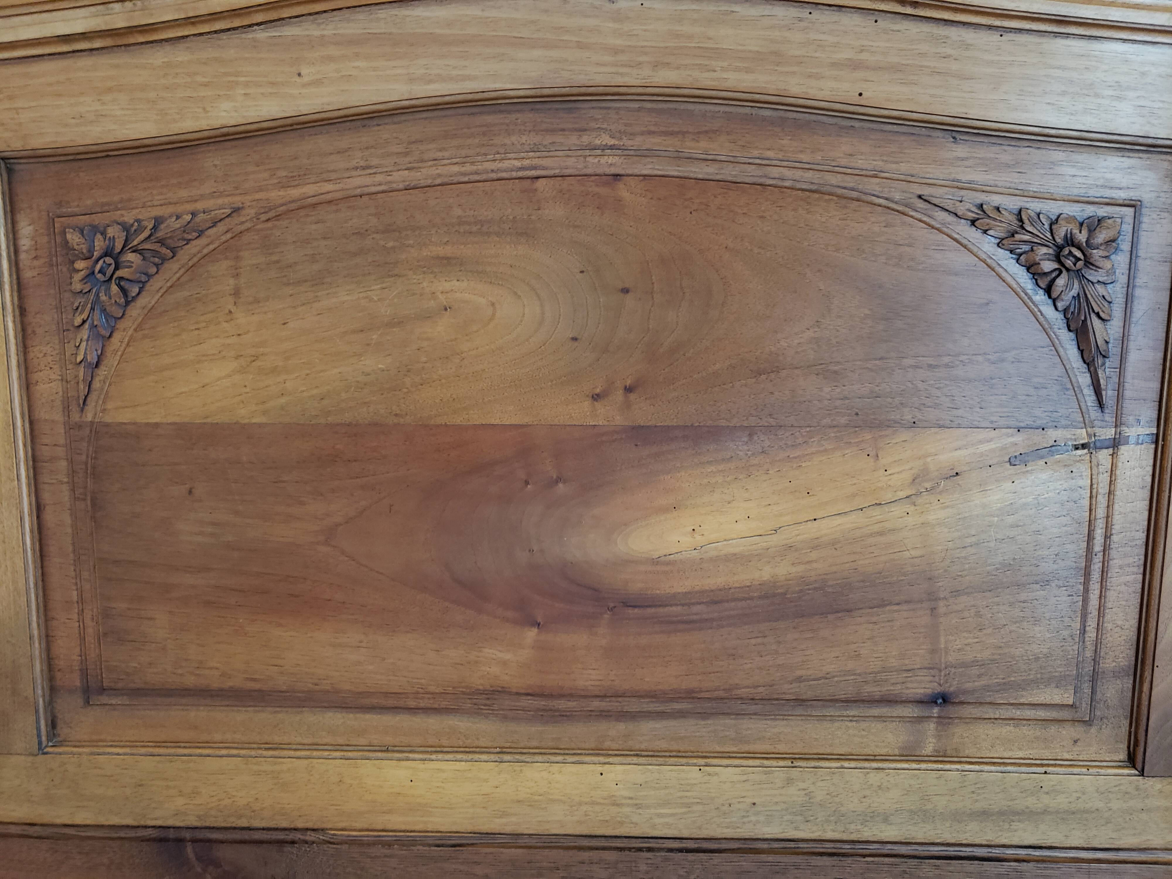 Vintage old walnut bed carved late nineteenth century